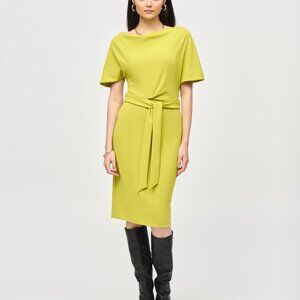 Joseph Ribkoff NWT Scuba Crepe Belted Sheath Dress Wasabi